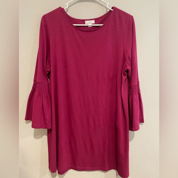 J Jill Tunic Shirt in Fushia Pink with Bell sleeves. Size M - Picture 1 of 5
